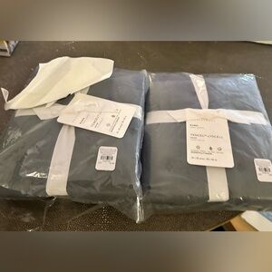 2 Pottery Barn Euro Shams Tencel Locell-Steel Blue